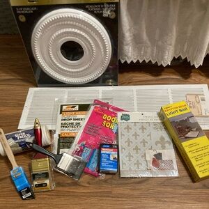 Decorative Ceiling Medallion (12-1/4”) & Light 💡 bar & Paint 🎨 & hang borders